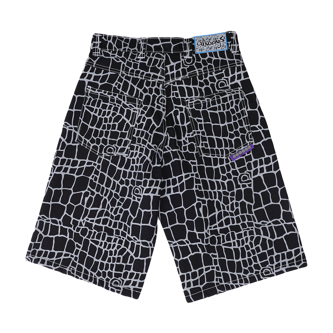 パンツ alwayswhatyoushoulddo print denim shorts croc print denim shorts – always do what you should do