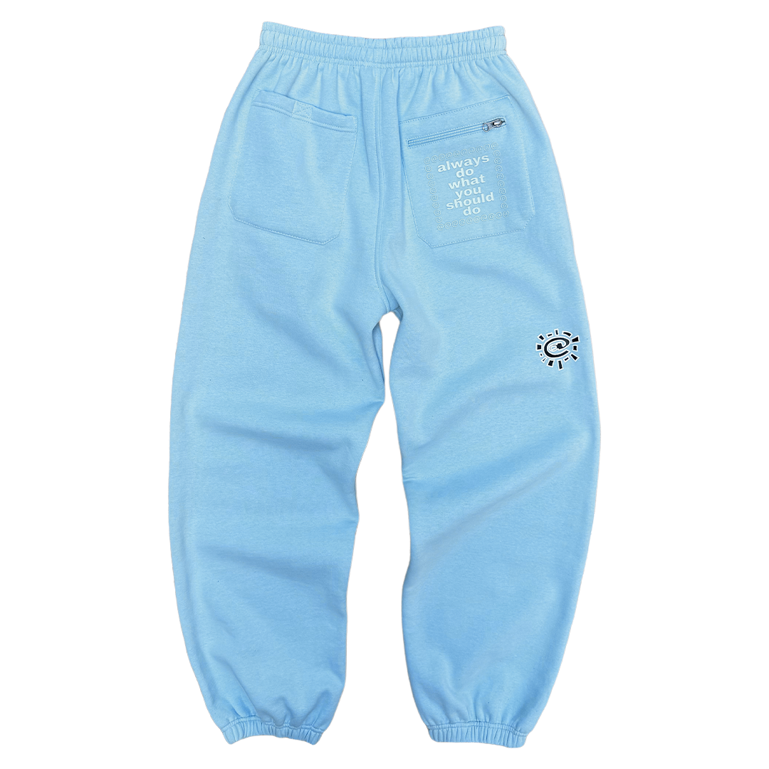 rel@xed powder blue jogger – always do what you should do