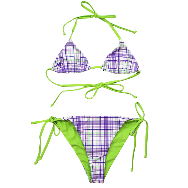reversible bikini - green / plaid