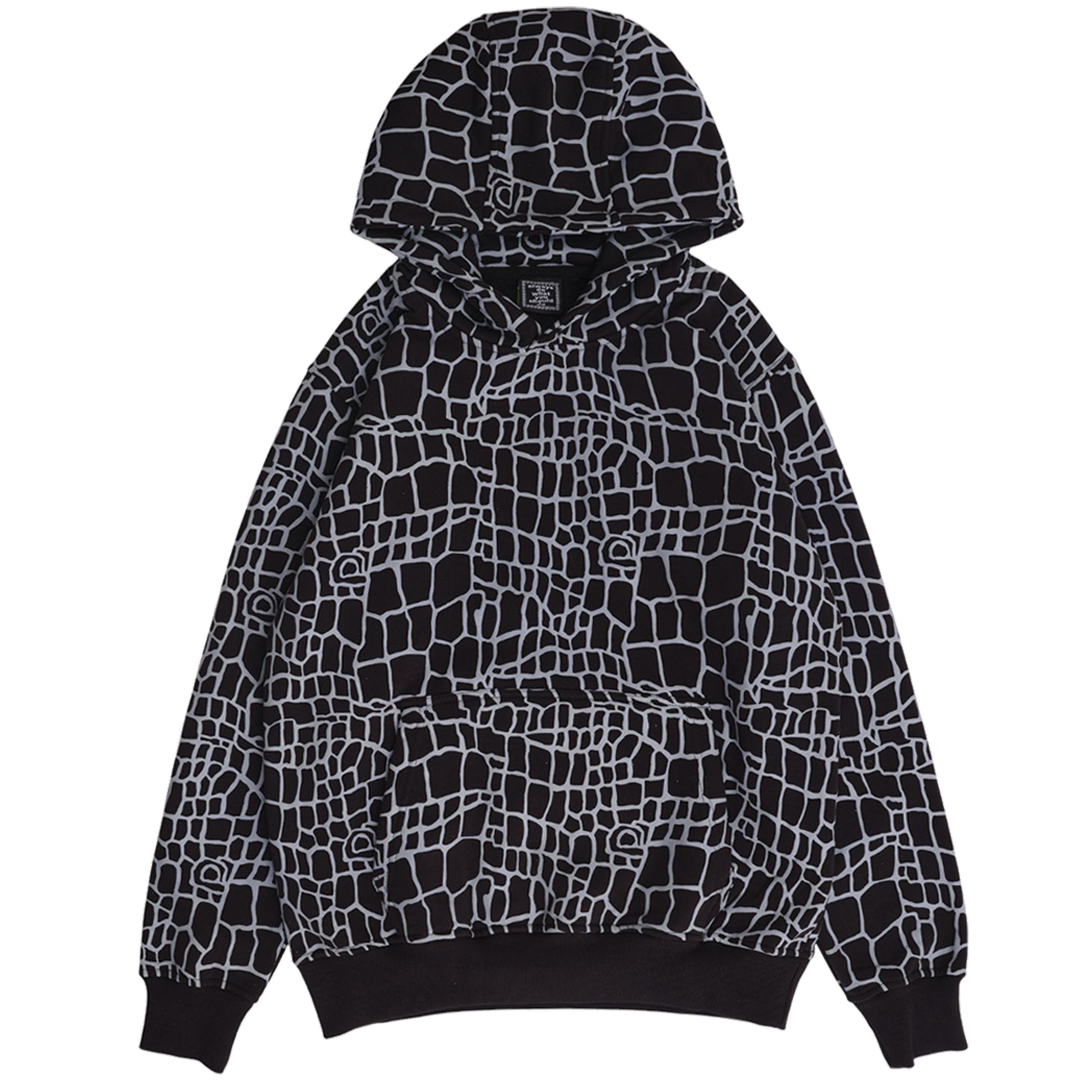 croc print hoodie - black – always do what you should do