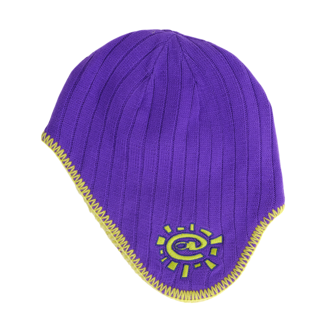reversible ear flap beanie - purple/green – always do what you