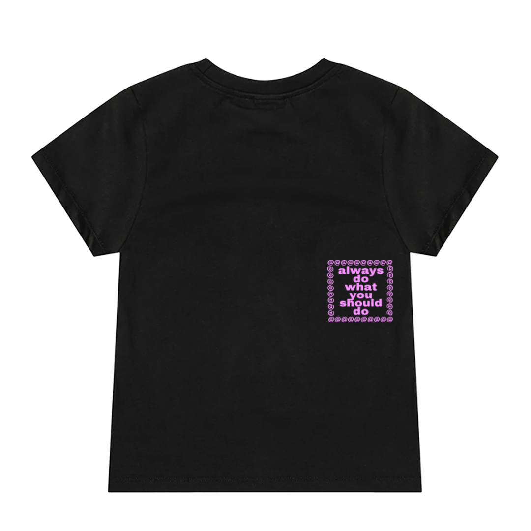 flower script baby tee black – always do what you should do