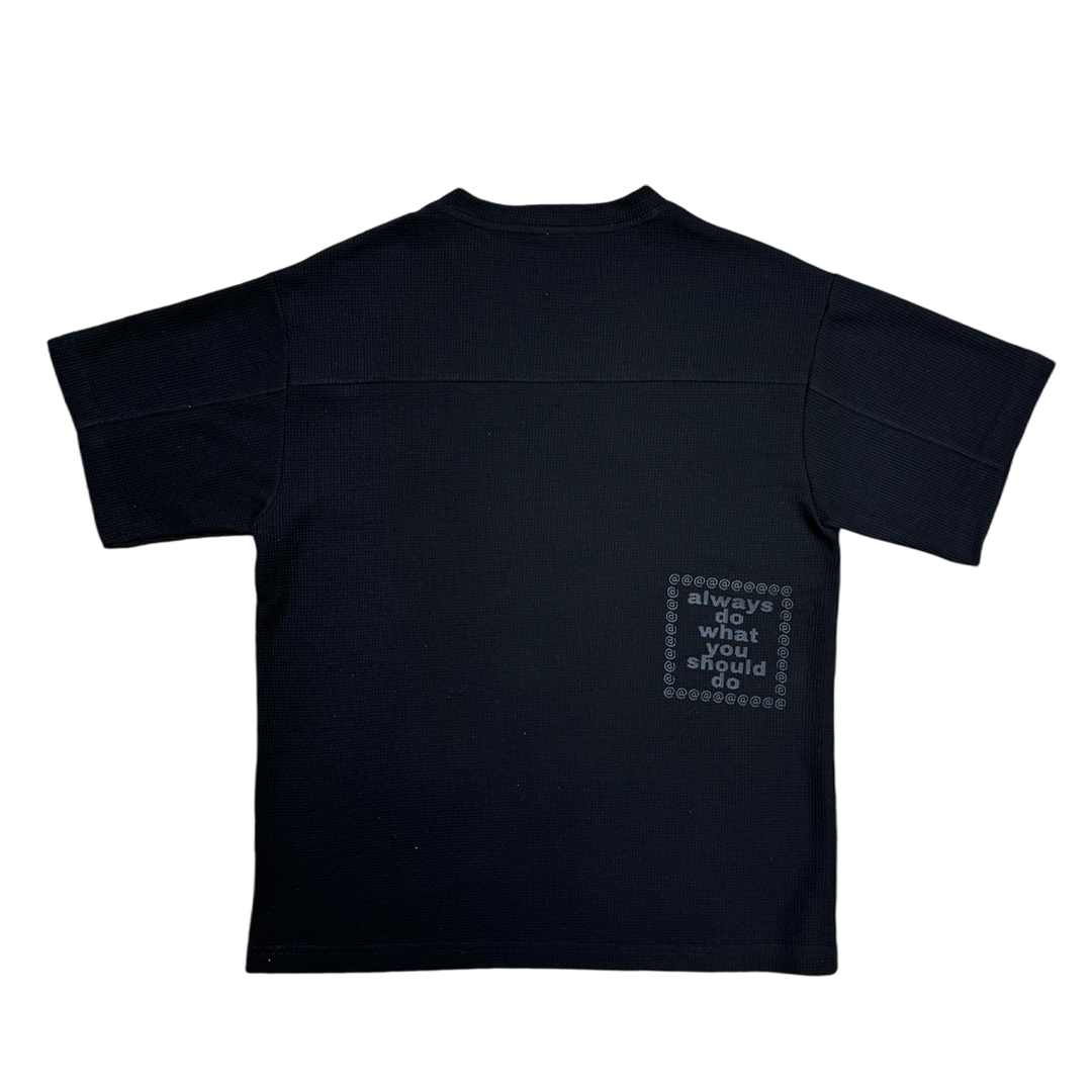 panelled waffle tshirt - black – always do what you should do