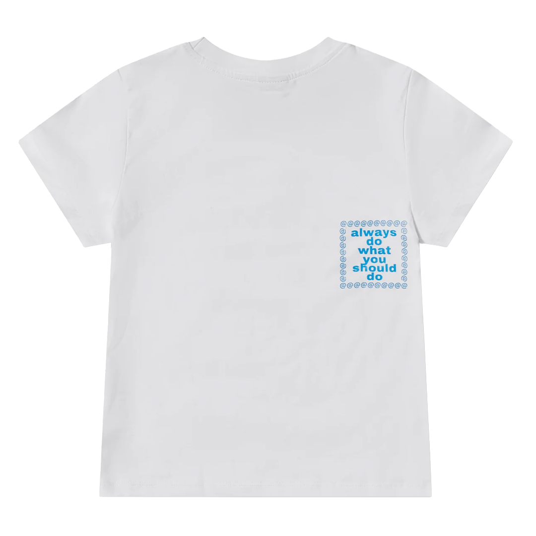 flower script baby tee white – always do what you should do