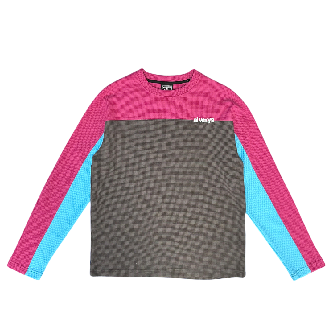 panelled waffle long sleeve - pink/blue/grey – always do what you panelled waffle long sleeve - pink/blue/grey – always do what you