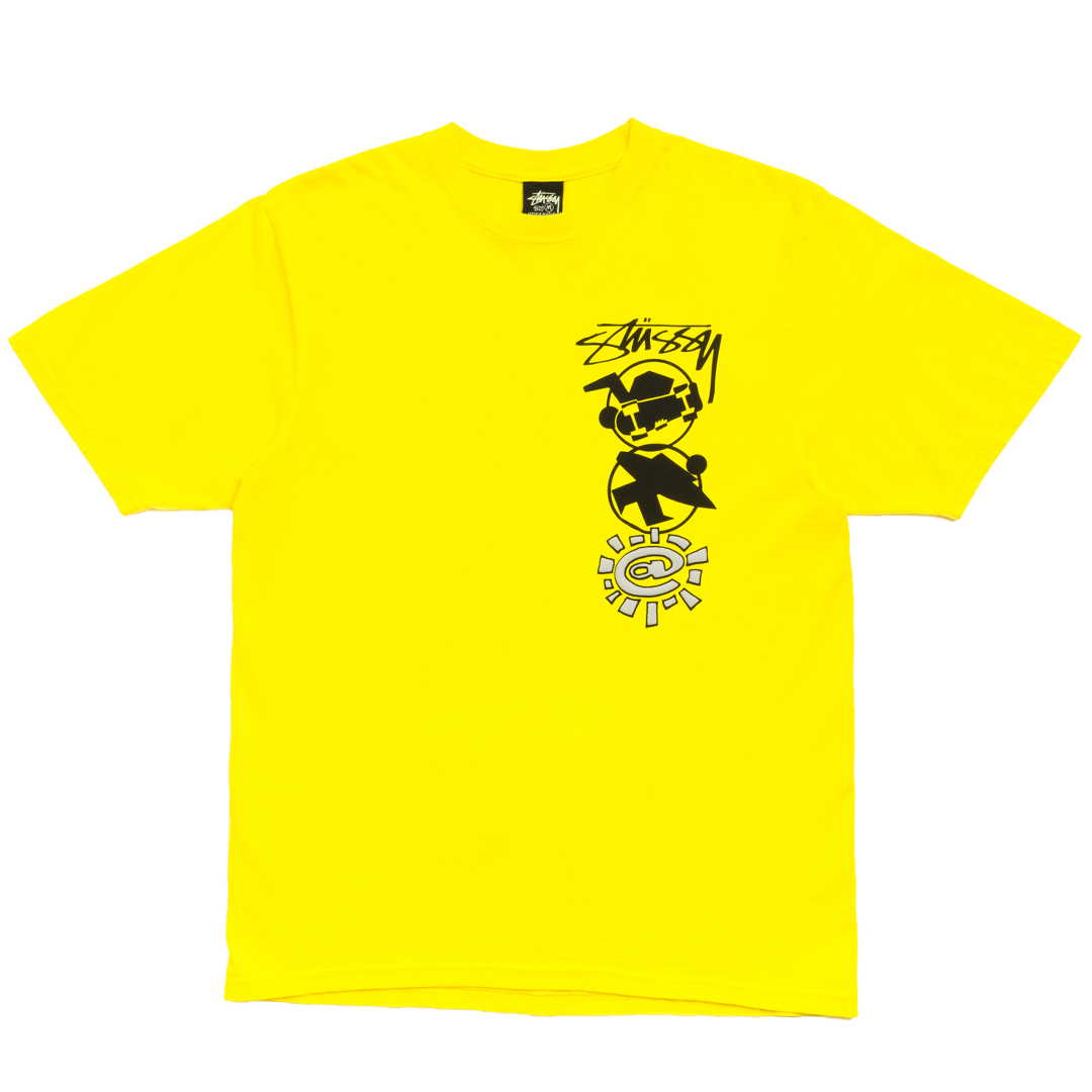 Stussy x Always Do What You Should Do yellow stack tee front
