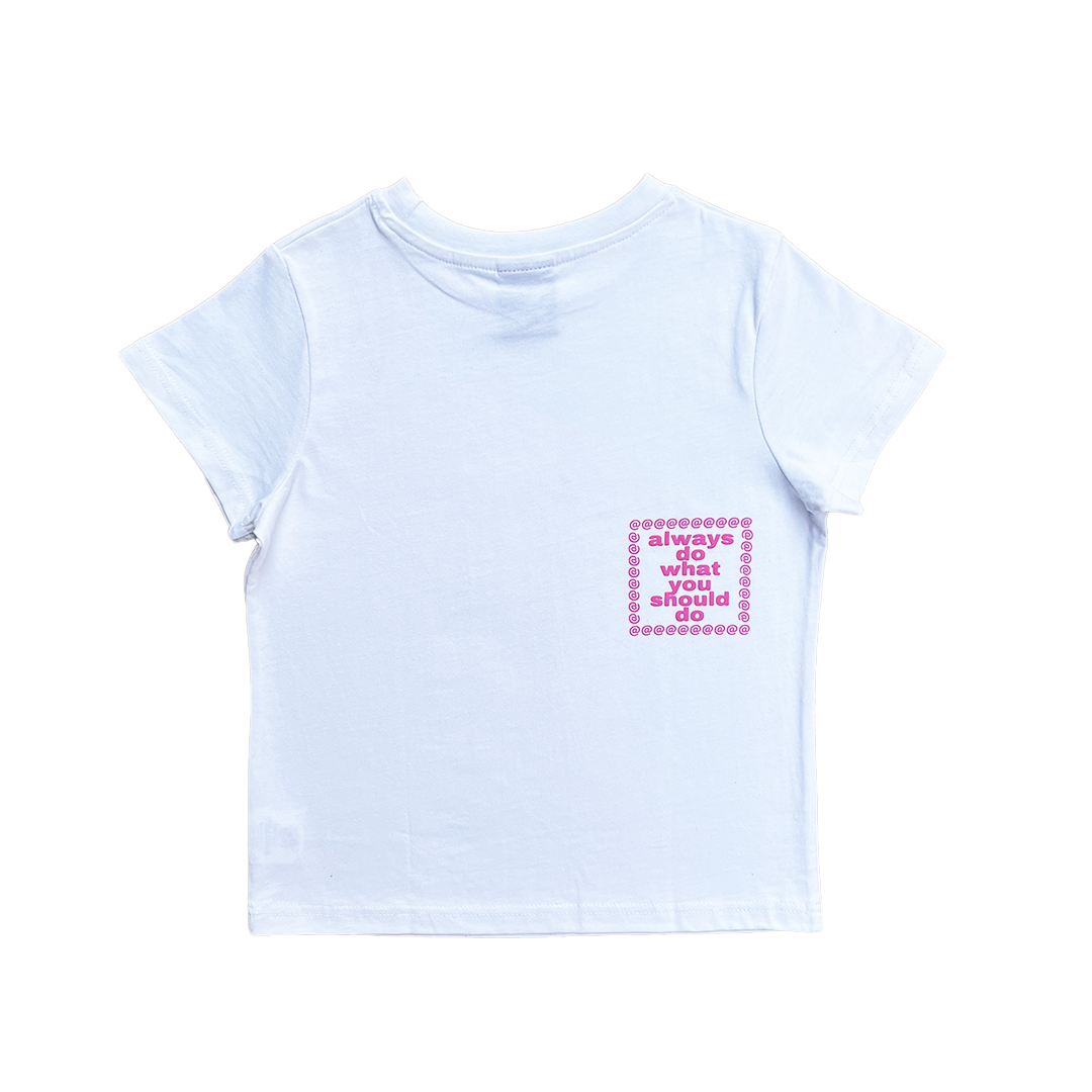 always script baby tee - white/pink – always do what you should do