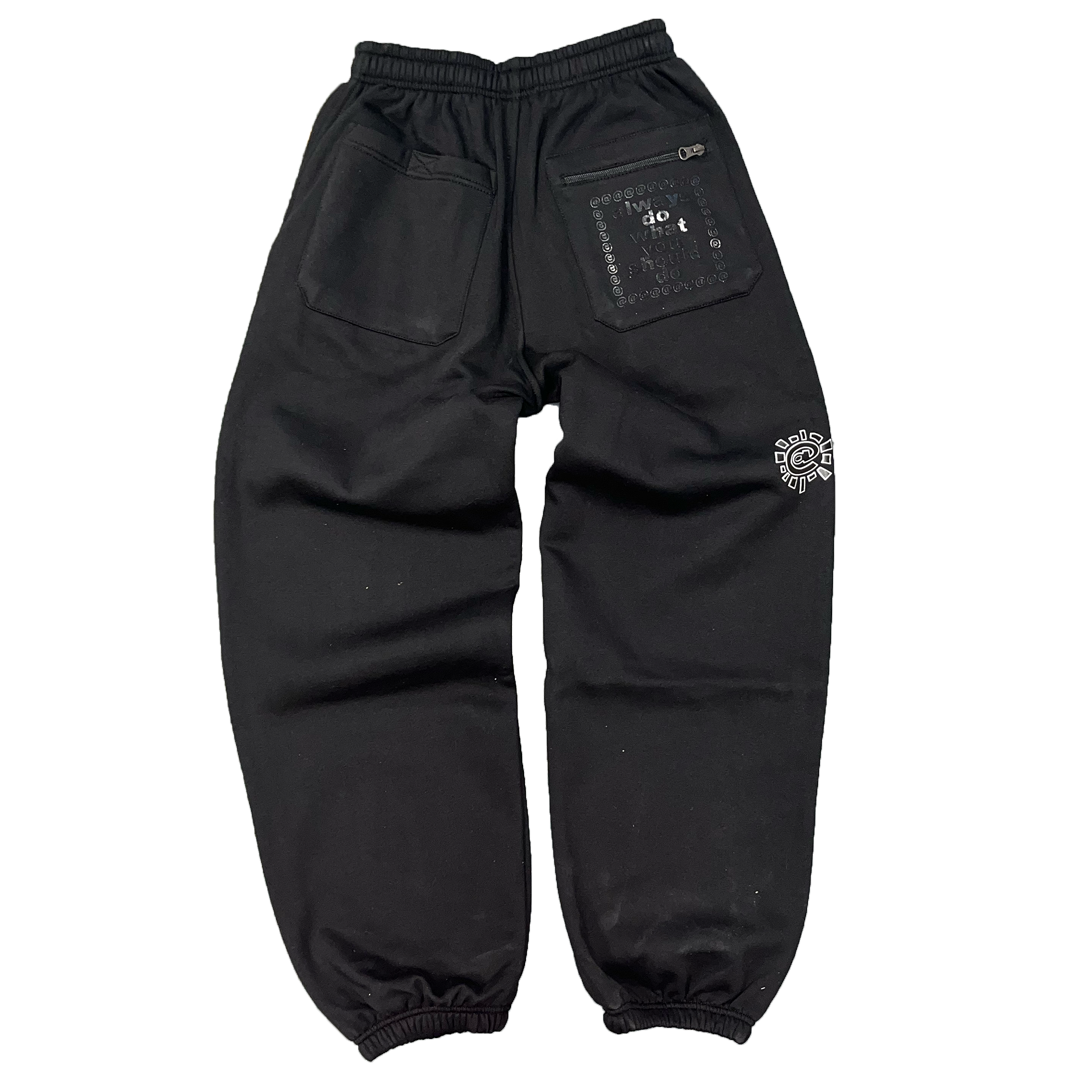 rel@xed embroidered black jogger – always do what you should do rel@xed embroidered black jogger – always do what you should do