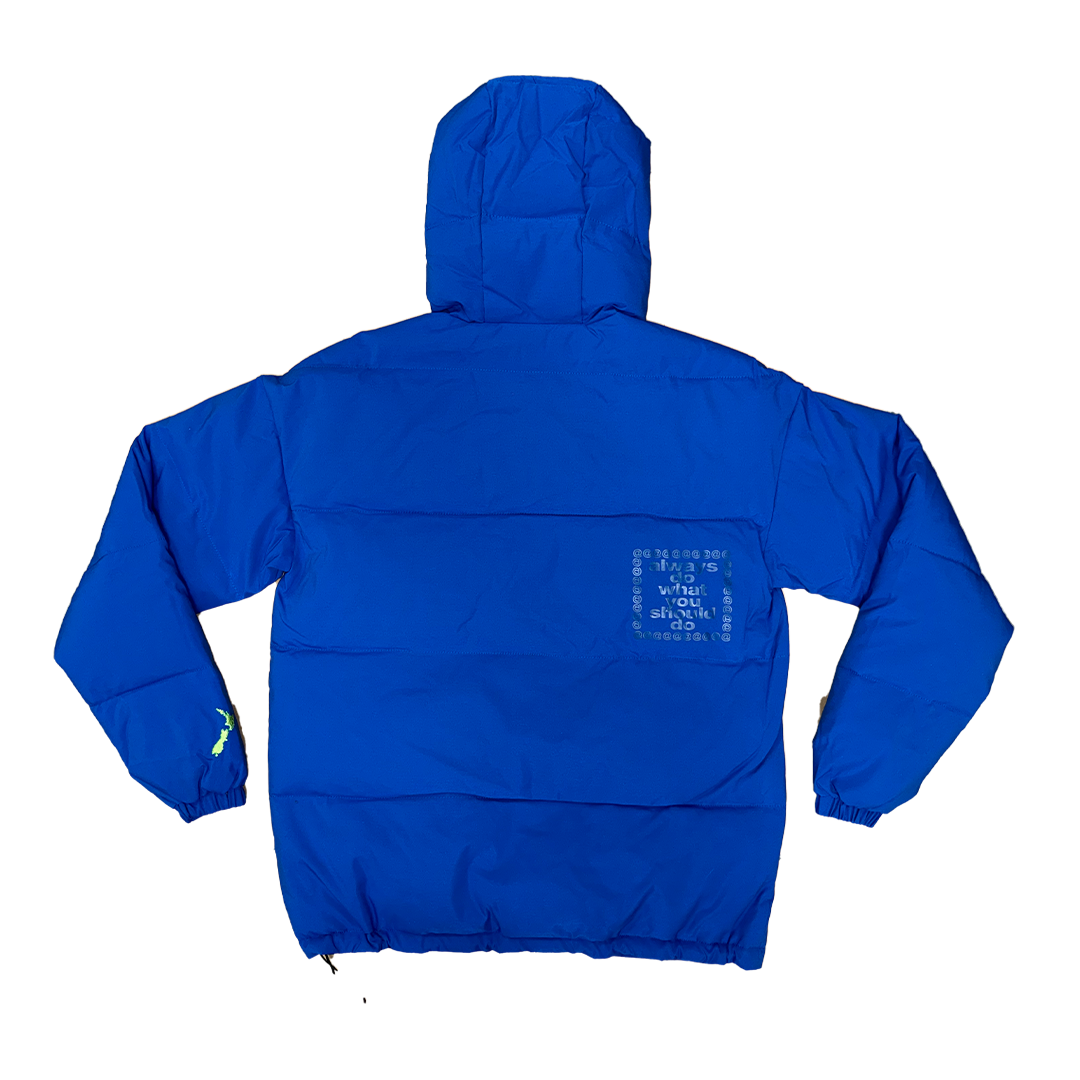 unisex royal blue puffa jacket – always do what you should do