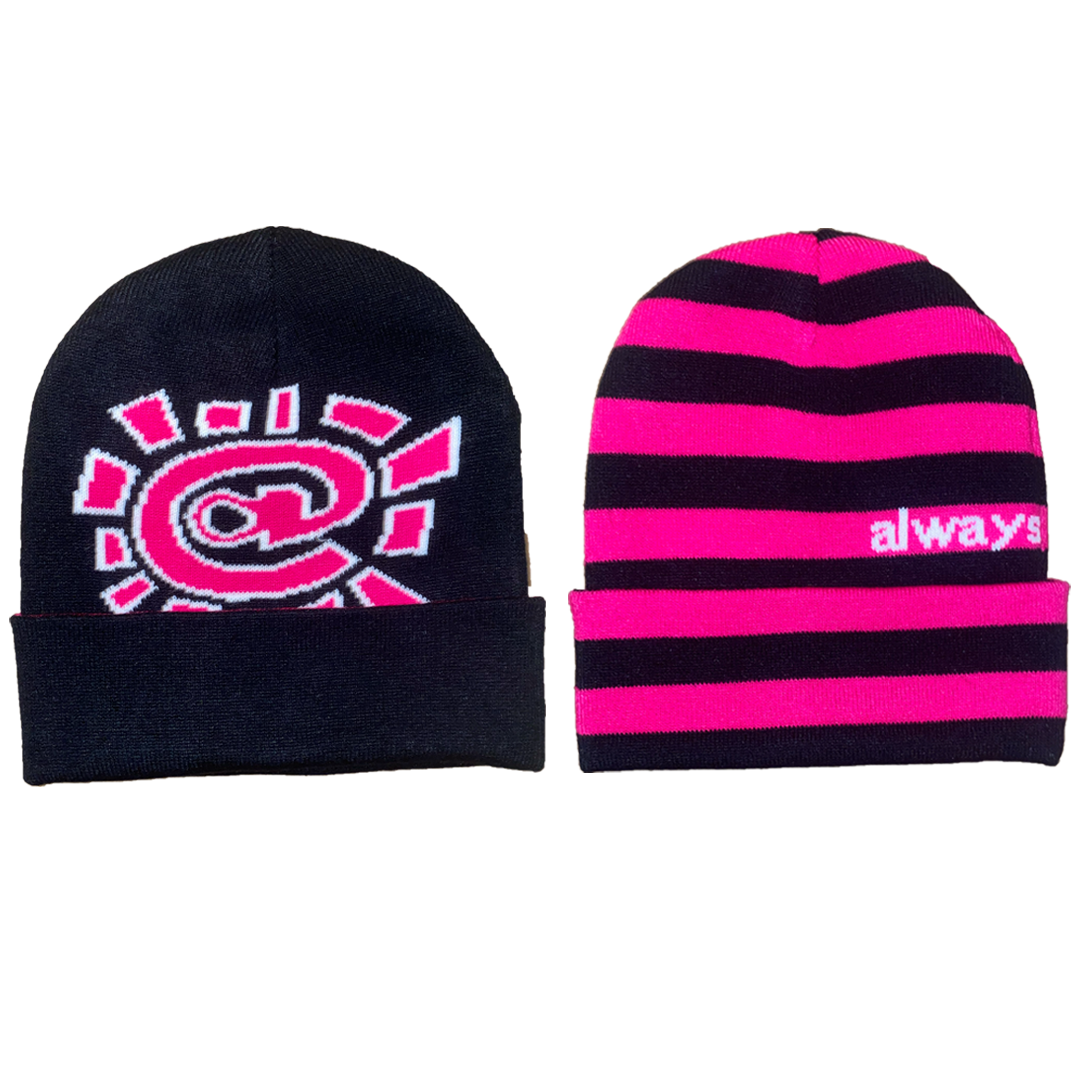 black / pink reversible cuff beanie – always do what you should do