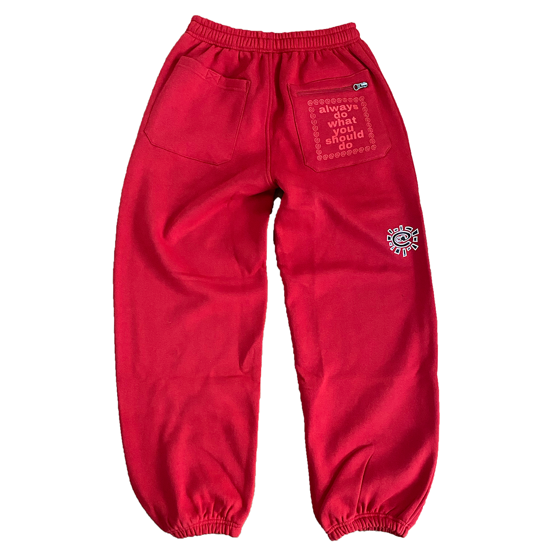 rel@xed red jogger – always do what you should do