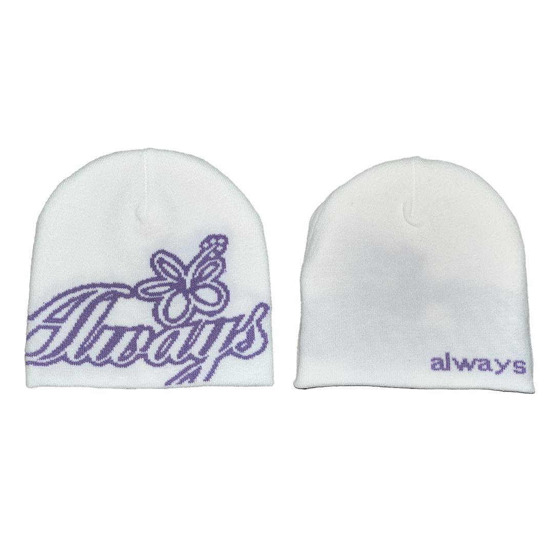 always script beanie - white/purple – always do what you should do