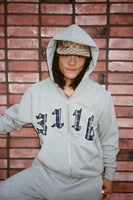 3116 applique zip up hoodie - grey