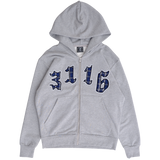 3116 applique zip up hoodie - grey