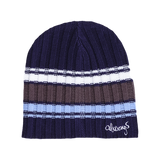 cable knit clyde beanie - silver/grey/blue