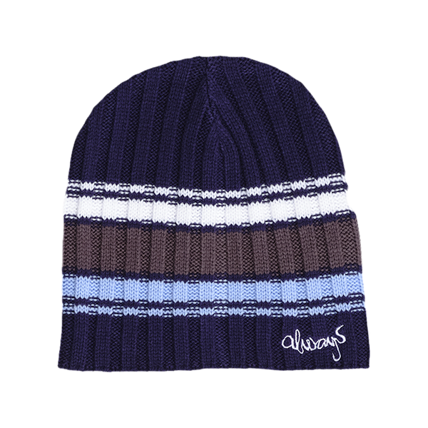 cable knit clyde beanie - silver/grey/blue