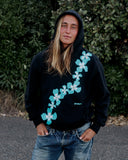 flower trail hoodie - black