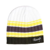 cable knit clyde beanie - white/green/silver