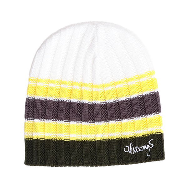 cable knit clyde beanie - white/green/silver