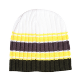 cable knit clyde beanie - white/green/silver