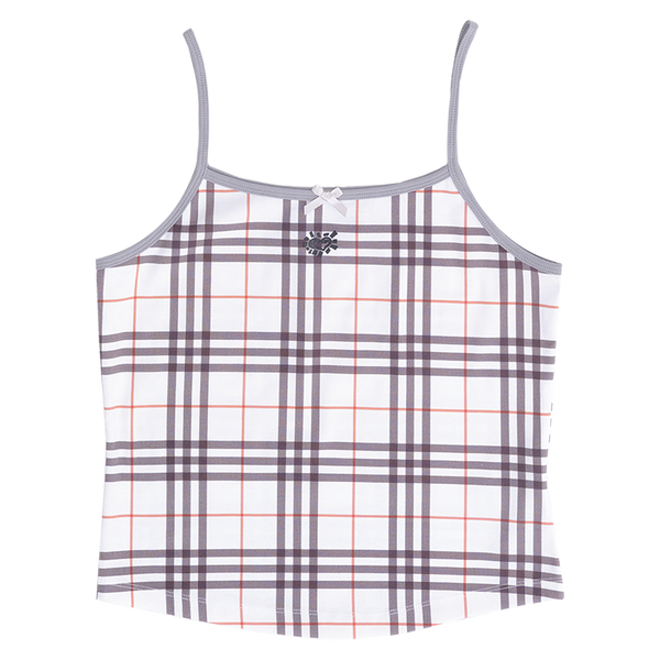 plaid he@rt logo cami top - white