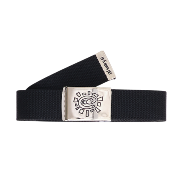 embossed silver buckle @sun belt - black