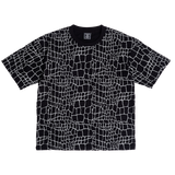 croc print tshirt - black