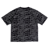 croc print tshirt - black