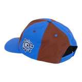 mixed 6 panel cap - blue/brown