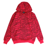 croc print hoodie - red