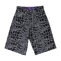 croc print denim shorts