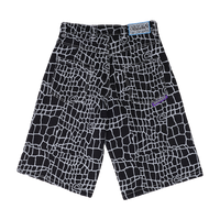 croc print denim shorts