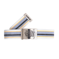 embossed silver buckle @sun stripe belt - white/grey/yellow/black