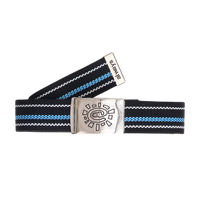 embossed silver buckle @sun stripe belt - black/blue/white