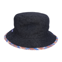reversible denim / plaid bucket hat - black