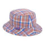 reversible denim / plaid bucket hat - black
