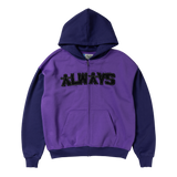 human applique zip up hoodie - purple