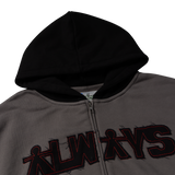 human applique zip up hoodie - black