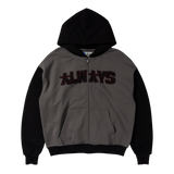 human applique zip up hoodie - black