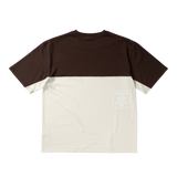 waza panelled tshirt - cream/brown
