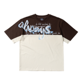waza panelled tshirt - cream/brown