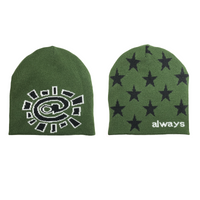 reversible no cuff skull beanie forest green