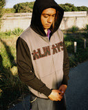 human applique zip up hoodie - black