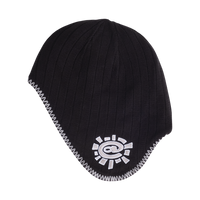 reversible ear flap beanie - black/grey