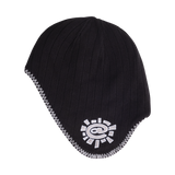 reversible ear flap beanie - black/grey