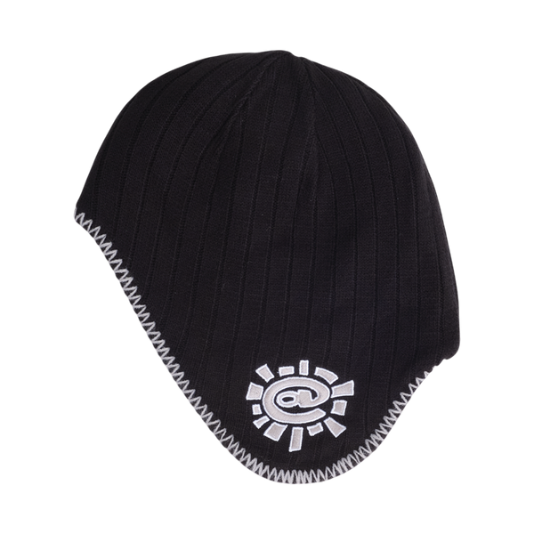 reversible ear flap beanie - black/grey
