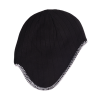 reversible ear flap beanie - black/grey