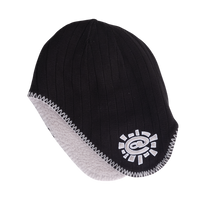 reversible ear flap beanie - black/grey