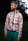 plaid bandemic jacket - green/pink