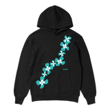 flower trail hoodie - black
